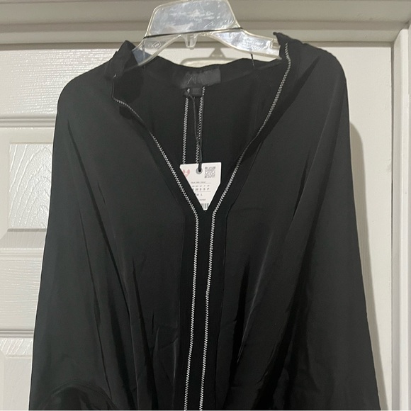 NWT Zara black kimono satin midi dress - Picture 2 of 3